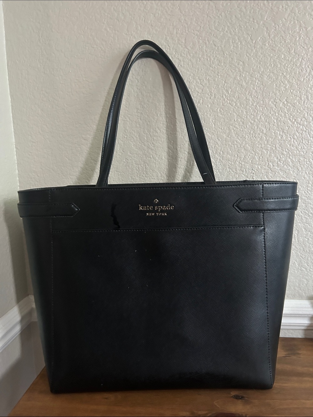 kate spade Black Saffiano Leather Shoulder Tote